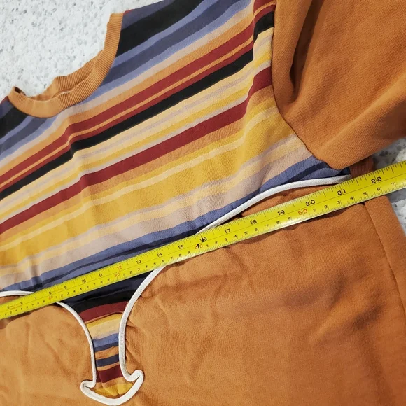 Zara Medium Sweater Trafaluc Striped Oversized Top Sunset Western Orange Aztec - Picture 12 of 16